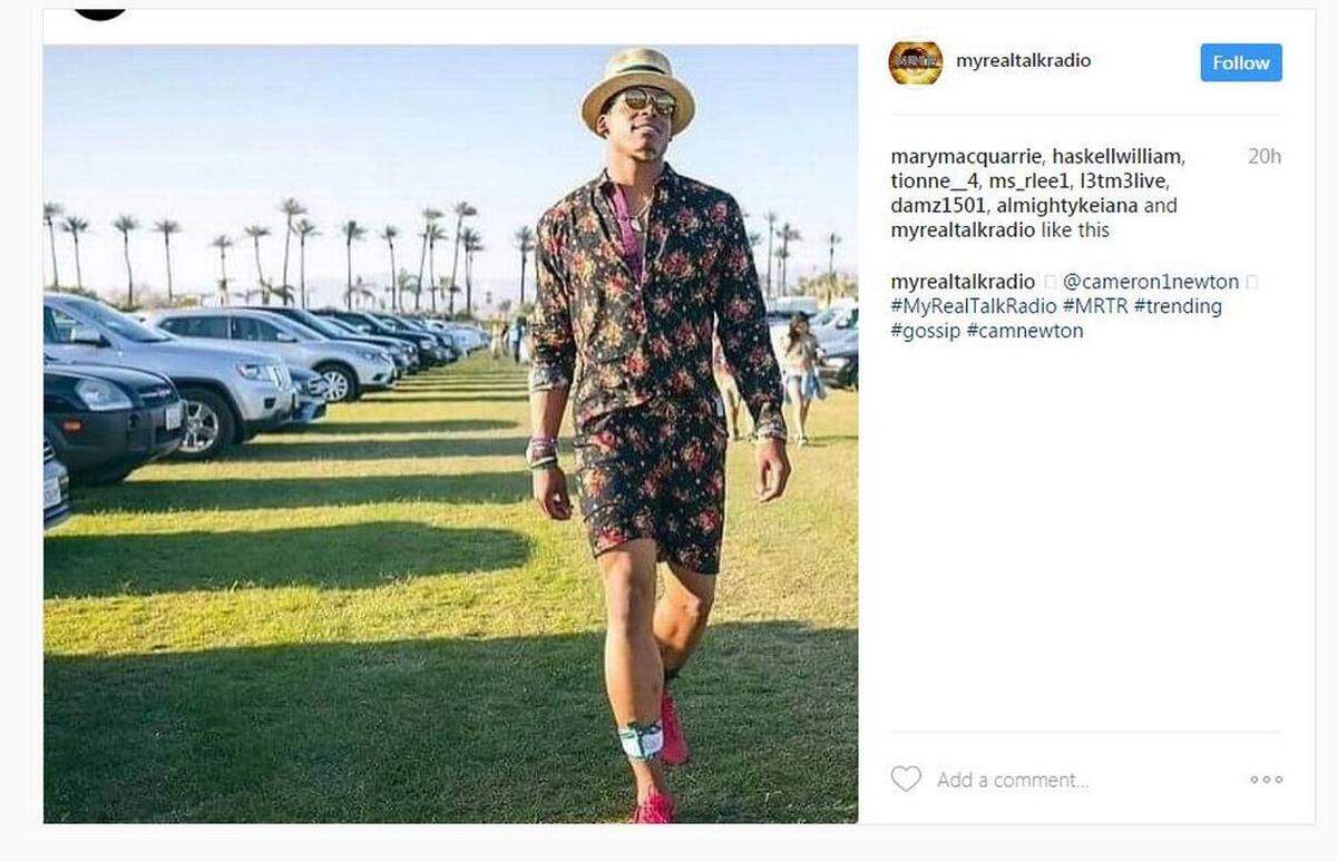 Cam Newton’s Coachella romper (that was actually two pieces) from 2017 was made by SCORE Retail Lounge and Sweets Bar owner Jay Knox in Charlotte.