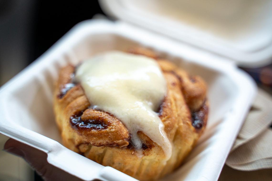 CupLux Coffee has cinnamon rolls and breakfast sandwiches along with a variety of coffee.