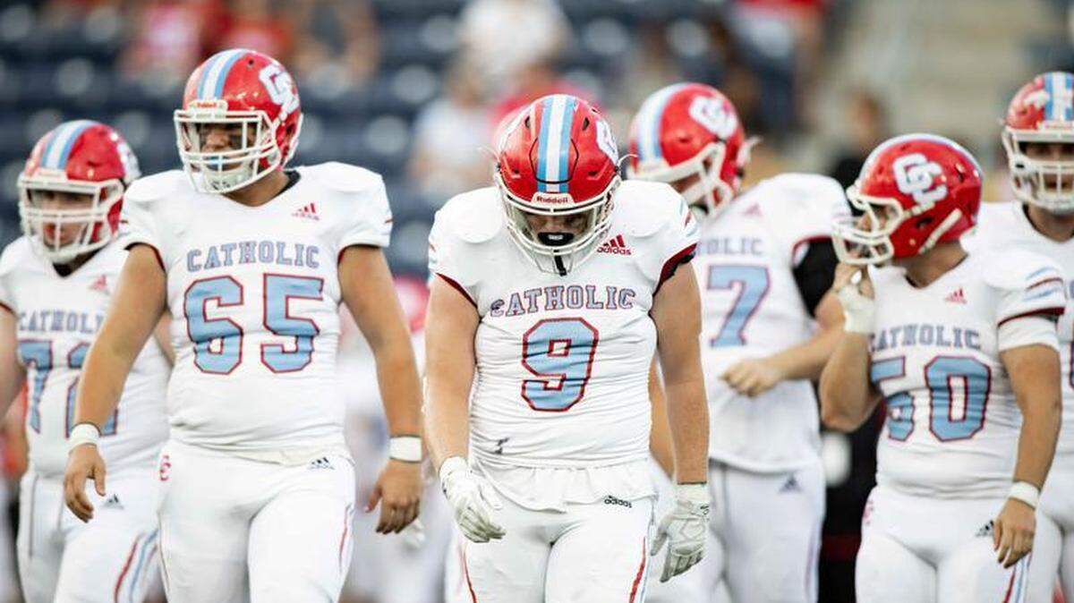 Charlotte Catholic football team during its game vs. South Mecklenburg.