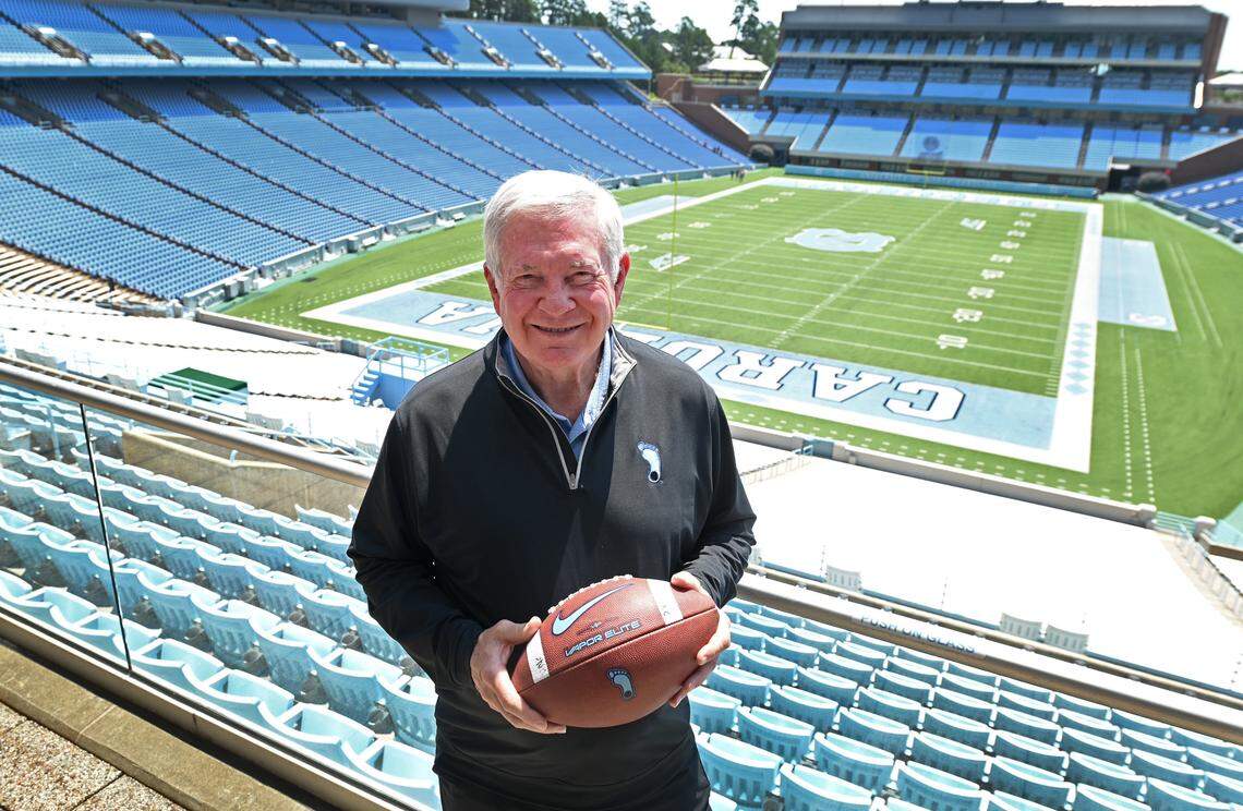 UNC head football coach Mack Brown at Kenan Stadium in Chapel Hill on June 14, 2024.