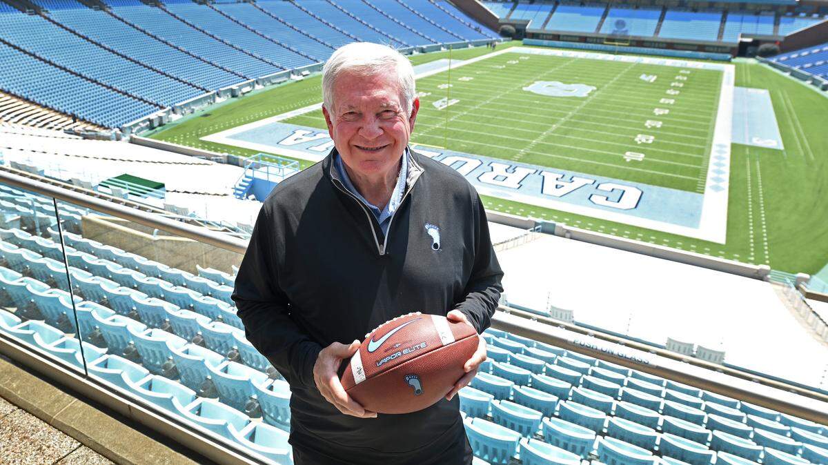 UNC head football coach Mack Brown at Kenan Stadium in Chapel Hill on June 14, 2024.