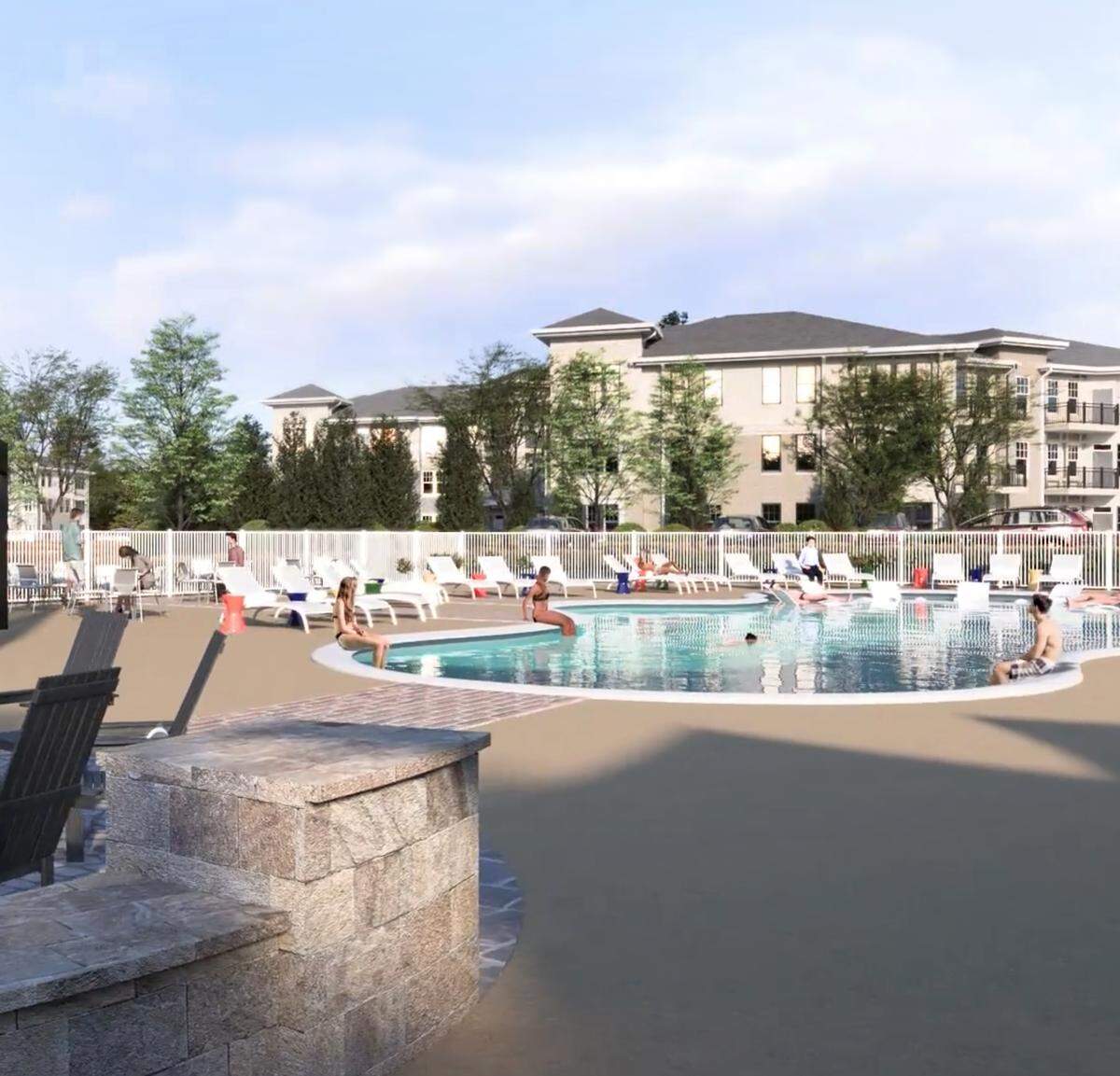 A rendering of the pool at Sycamore at Tyvola.