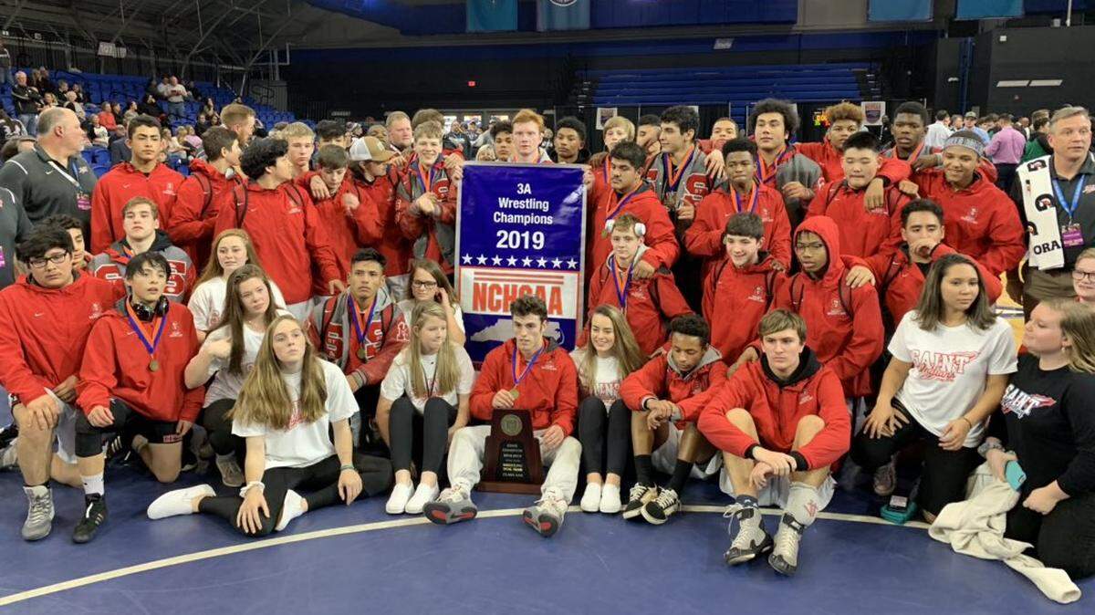 Hickory St. Stephens won the NCHSAA 3A dual team wrestling state title Saturday