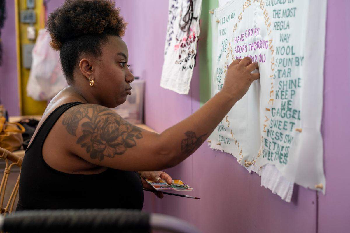 Kiki Nicole’s residency at Goodyear Arts was delayed a year due to the pandemic, but the wait was worth it. “I could feel creative again because my brain was working in a different atmosphere that encouraged being creative,” they said.