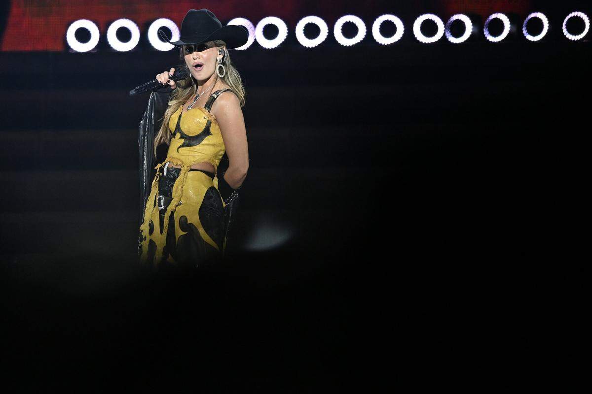 Lainey Wilson performs at the Spectrum Center Saturday, Oct. 25, 2025, in Charlotte, N.C.