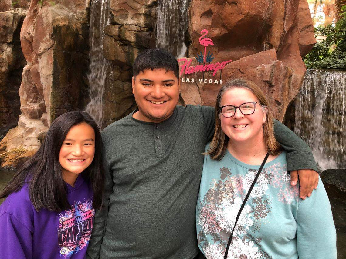 Julie O’Brien with son Nathan and daughter Shayla, photographed during a family trip to Southwest in November 2019.