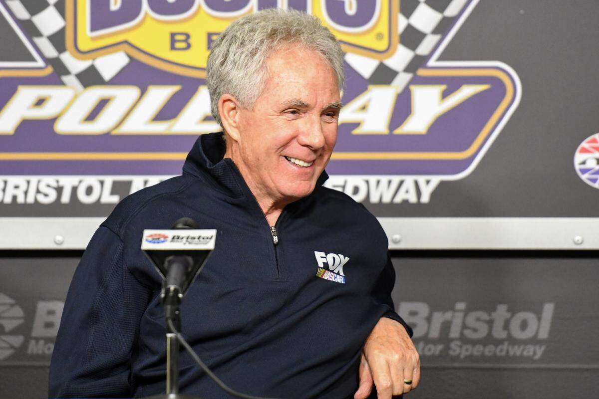 Apr 5, 2019; Bristol, TN, USA; NASCAR hall of famer Darrell Waltrip during a press conference discussing his retirement from Fox Sports after practice for the Food City 500 at Bristol Motor Speedway. Mandatory Credit: Randy Sartin-USA TODAY Sports