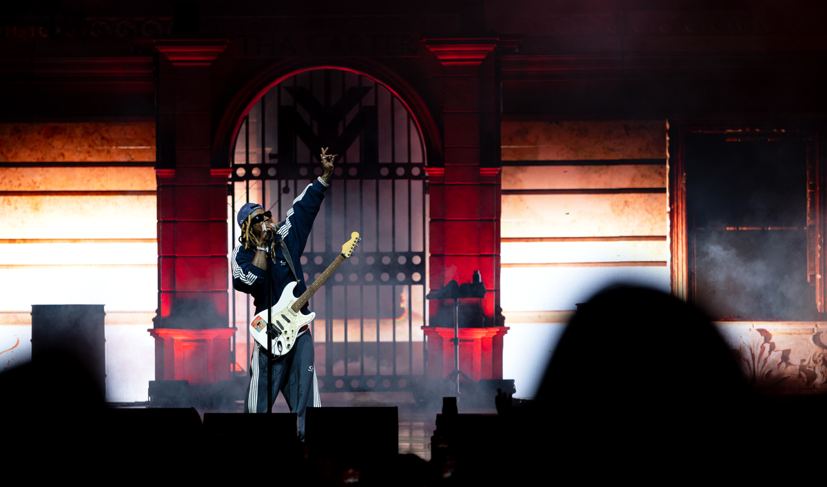 Lil Wayne performs at the PNC Music Pavilion in Charlotte on Thursday night.
