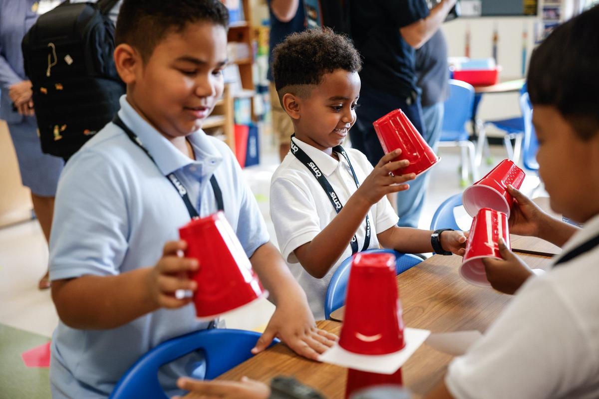 Third grade students work on a partner exercise during the first day of school at Idlewild Elementary School in Charlotte, NC on Monday, August 26, 2024.