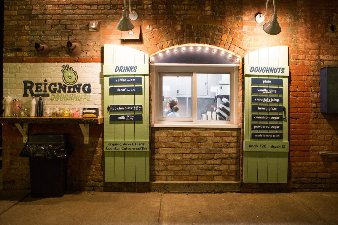 Reigning Doughnuts operates out of a walk-up window on East 35th Street that once served as a supply closet for Growler’s Pourhouse.
