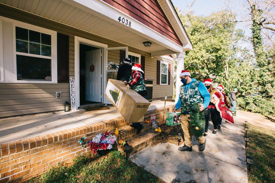Lowe’s Home Improvement workers are delivering 675 Christmas trees in Charlotte, in partnership with the Panthers and nonprofit groups like Habitat for Humanity of the Charlotte Region and the Boys & Girls Club.