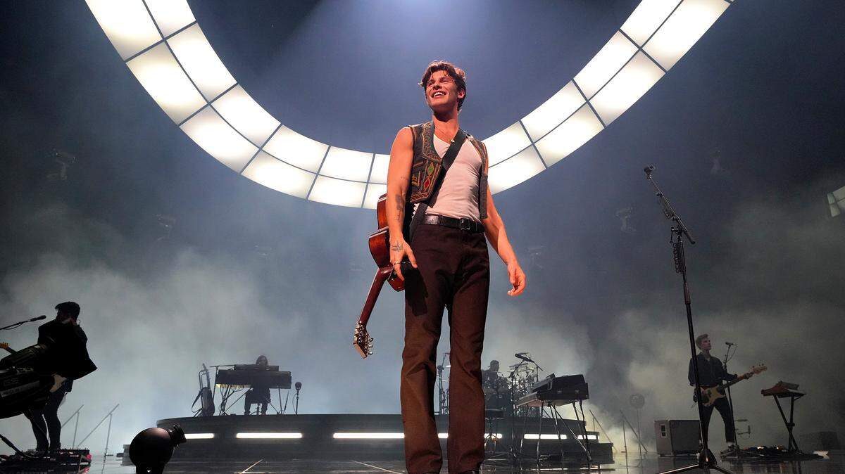 Shawn Mendes performs onstage during the opening night of “Wonder: The World Tour” at Moda Center on June 27 in Portland, Oregon.