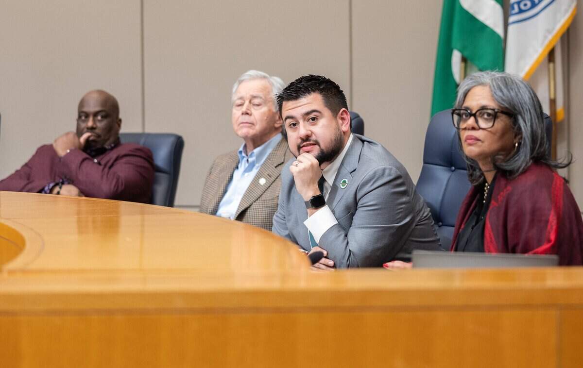 Councilman JD Mazuera Arias speaks during the City Council meeting at the Charlotte-Mecklenburg Government Center in Charlotte, N.C., on Monday, February 23, 2026.
