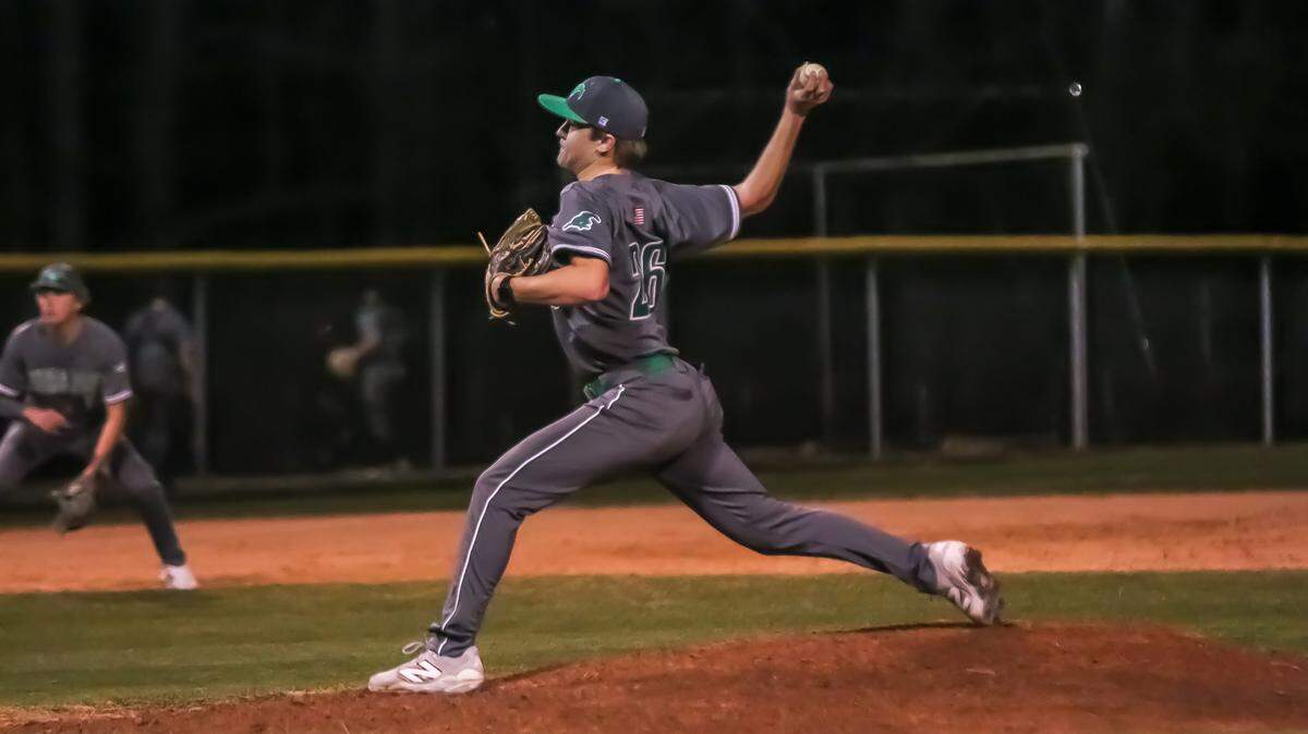 Myers Park pitcher Davis Johnson strikes out his third player of the game at East Mecklenburg high school on February 24th 2025 in Charlotte, North Carolina Kelly Hood Special to th