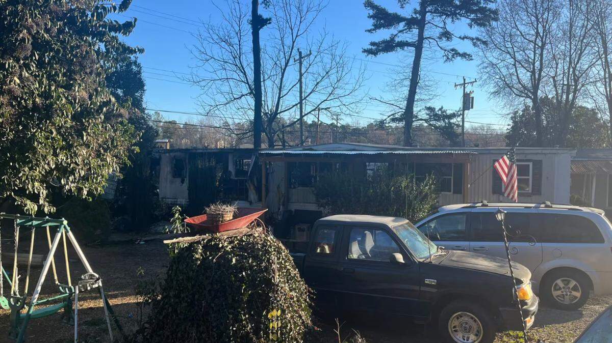 A fire broke out in this west Charlotte mobile home early Friday morning, Feb. 21, 2025.