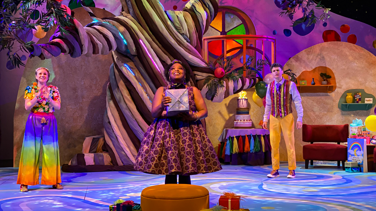 From left, Courtney Reasoner, Rasheeda Moore and Will Burton-Edwards are among the cast of “My Wonderful Birthday Suit.” The production is among the offerings available for streaming on demand via Children’s Theatre of Charlotte through March 31.