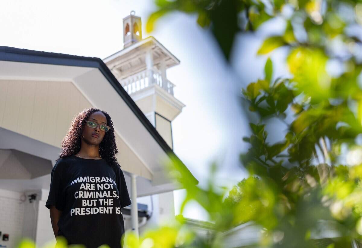 Eza Omar poses for a portrait outside of the Islamic Center of Charlotte in Charlotte, N.C., on Wednesday, July 1, 2026.