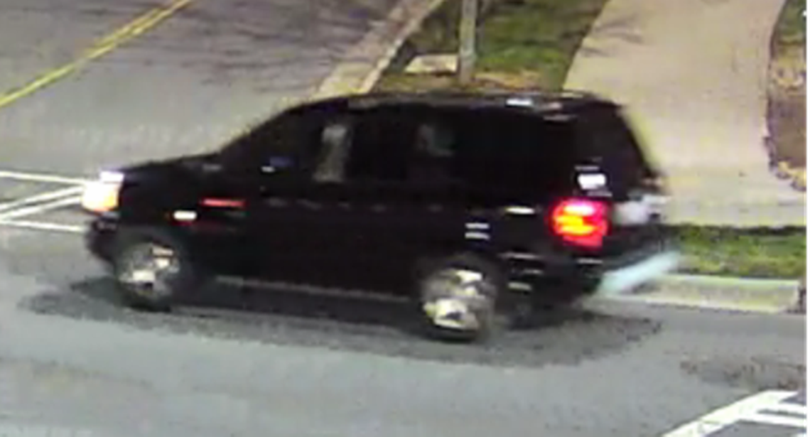 This image from a surveillance video shows what appears to be a black Honda Pilot CRV that the Charlotte-Mecklenburg Police Department suspects was involved in the shooting death of Ethan Rivera, a CATS bus driver.