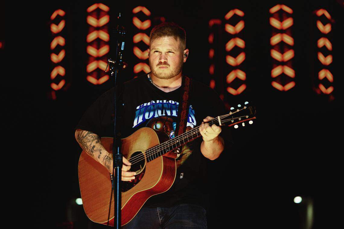 Zach Bryan performs at Bank of America Stadium in Charlotte on Saturday night.