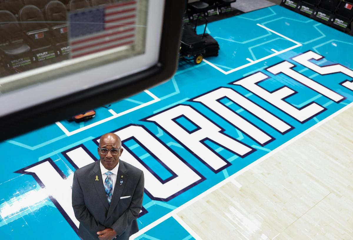 James Jordan poses for a portrait at the Spectrum Center in Charlotte, N.C., on Friday, November 8, 2024.