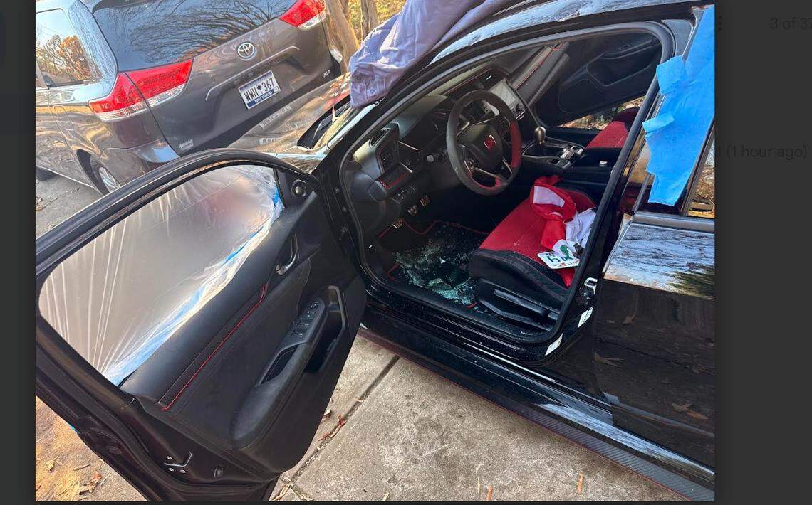 Cristobal Maltos said glass sprayed into his face and eyes when agents broke the front windows of his car on Monday, Nov. 17, 2025. They shattered his mirror, dented his door and used a crowbar to pry it open, he said.
