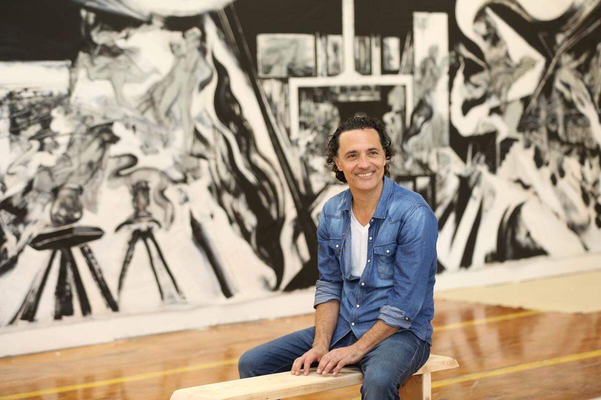 Leandro Manzo’s “Requiem in Black and White” series began in 2004 with paper and ink and grew to oversized canvases.