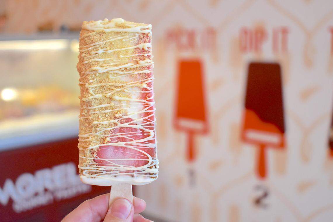 Morelia Gourmet Paletas offers toppings such as torched marshmallow fluff and s’mores.