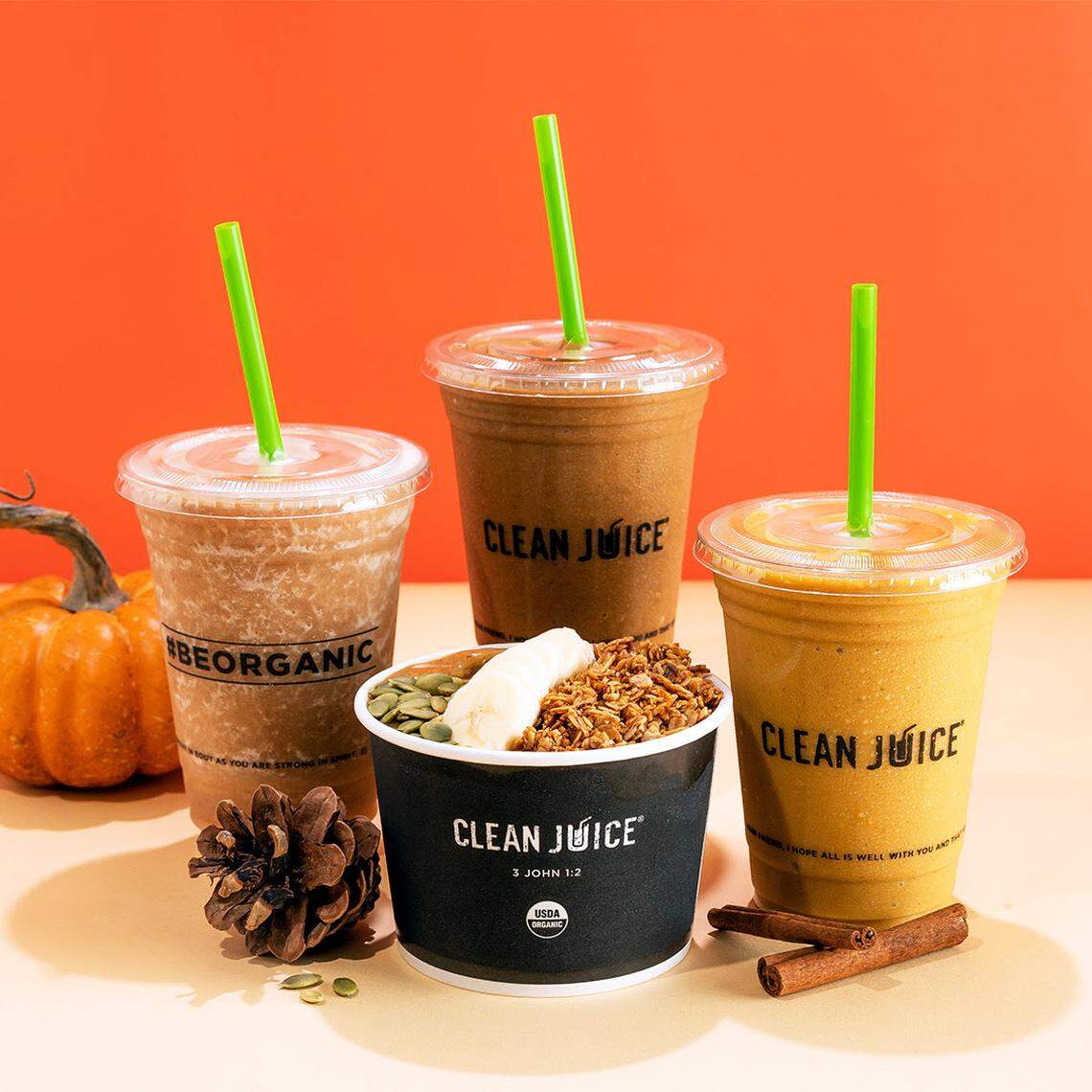 Clean Juice has pumpkin smoothies, coffee, bowls and more.