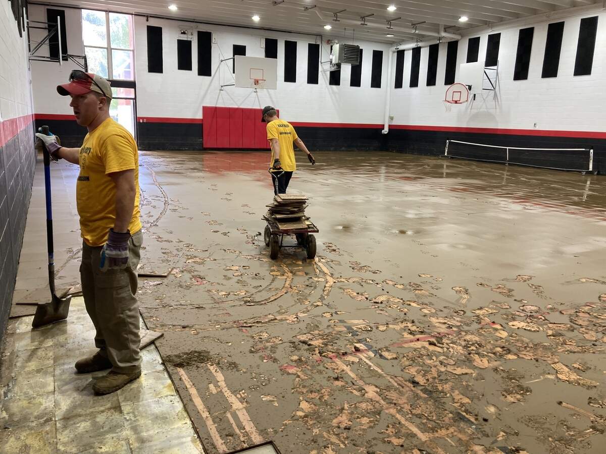 A look at the Riverview Community Center in Creston, N.C. following Hurricane Helene in 2024.