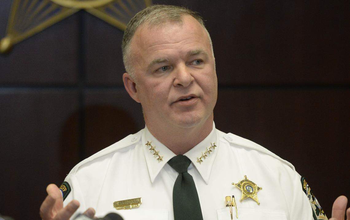 Mecklenburg County Sheriff Irwin Carmichael conducts a press conference on Tuesday, March 13, 2018, at the Stancil Center.