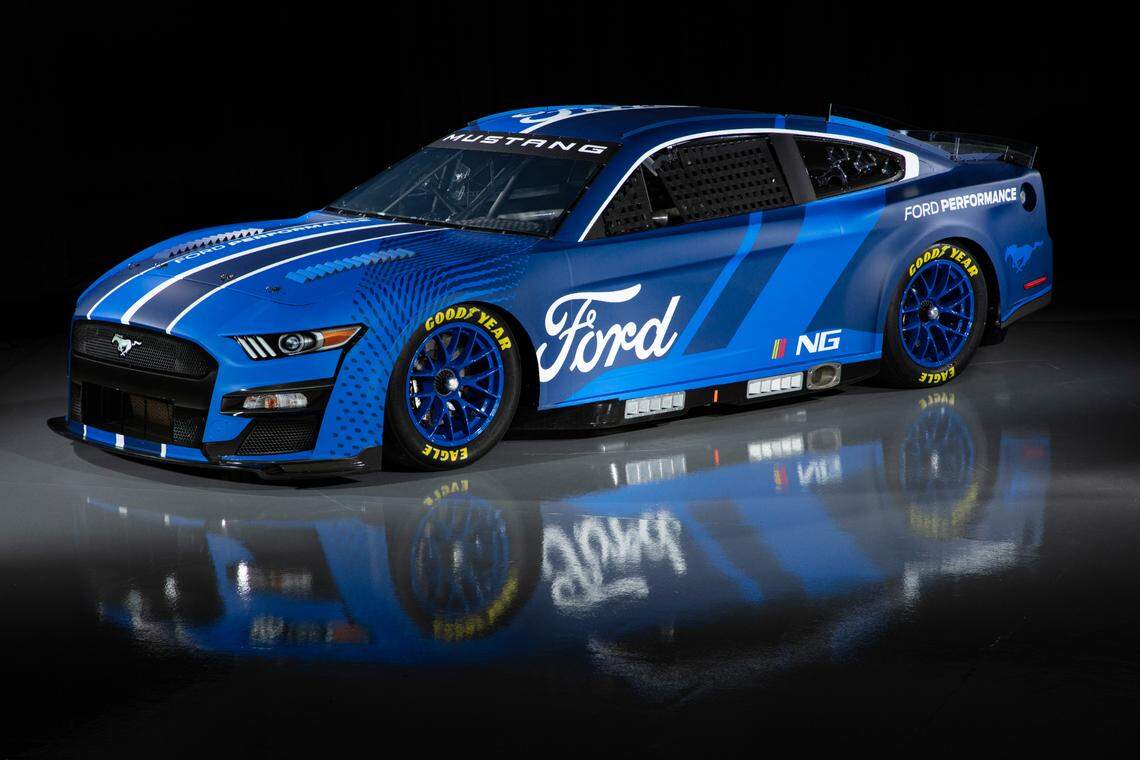 CONCORD, NORTH CAROLINA - APRIL 22: The 2022 NASCAR Next Gen Ford Mustang is previewed at NASCAR R&D Center on April 22, 2021 in Concord, North Carolina. (Photo by Jared C. Tilton/Getty Images)