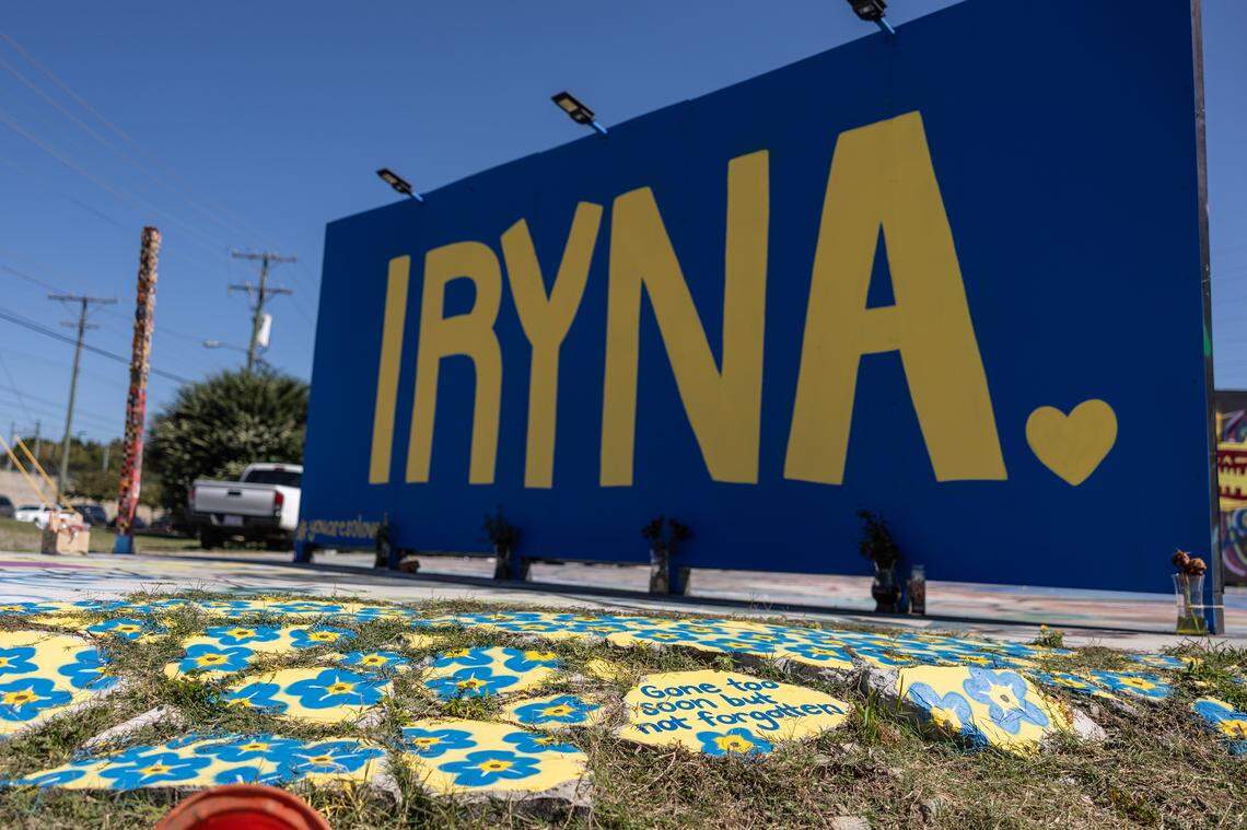 A mural in memory of Iryna Zarutska at the Taoh Outdoor Gallery in Charlotte on Oct. 3.