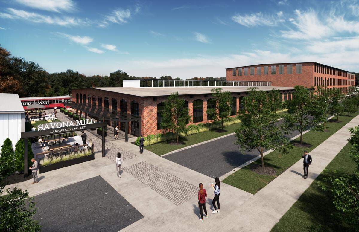 A rendering of the planned $200 million revamp of the Savona Mill, portions of which date back to 1915. The mill will be converted into 200,000 square feet of creative office space.