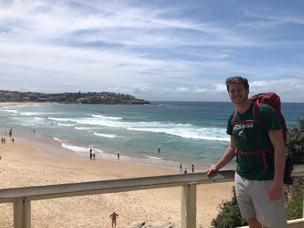 Former Charlotte 49ers quarterback Evan Shirreffs spent a lot of time on the beach during a recent trip to Australia.
