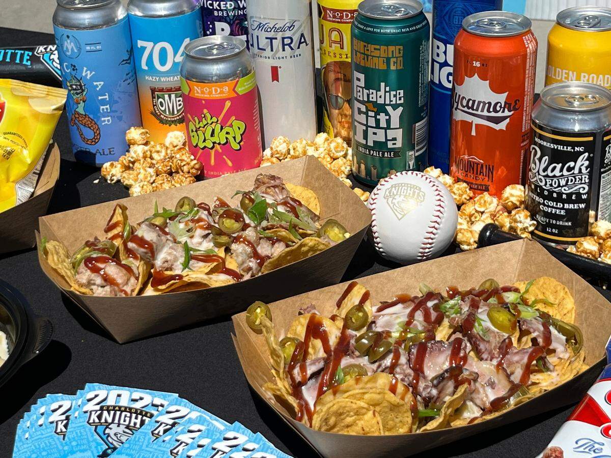 Truist Field’s loaded barbecue nachos.