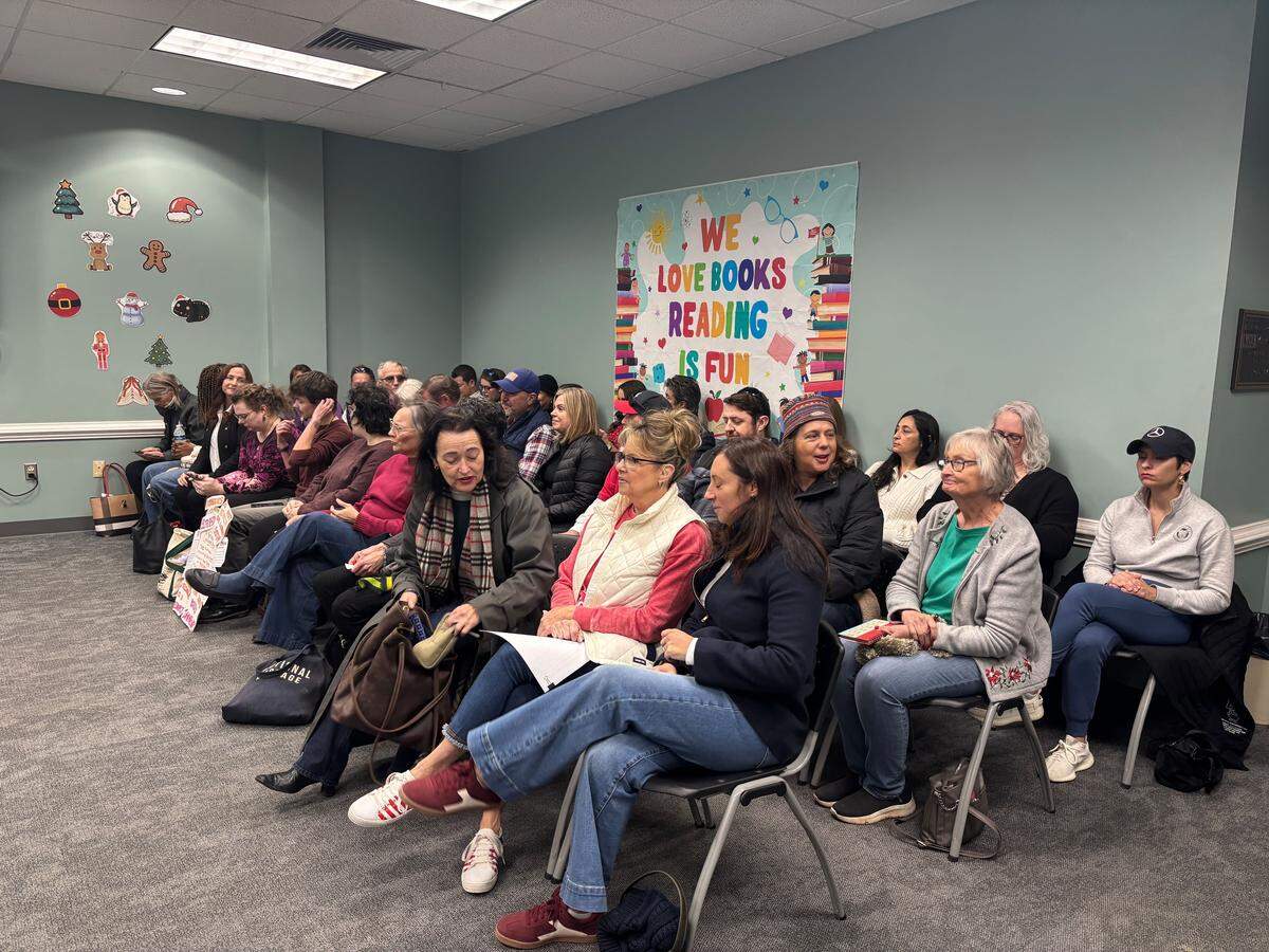 York County residents attend a library board meeting Thursday where members passed a new book collection policy some say could invite First Amendment lawsuits.