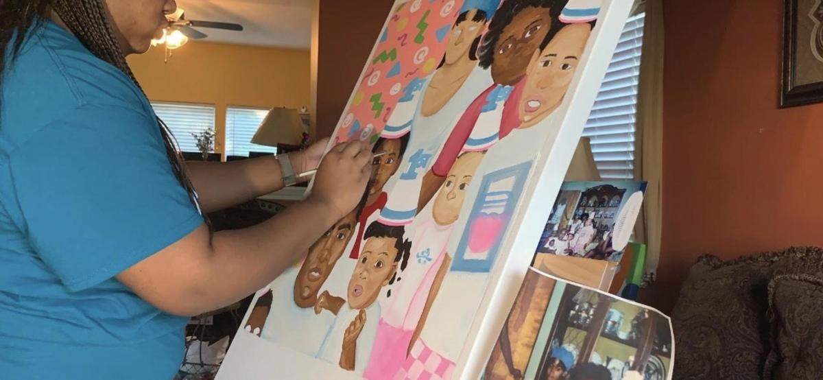 Art teacher Darrian Barnette has found more time to paint while North Carolina has been under stay-at-home orders.