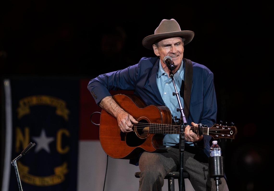 James Taylor performs during Concert for Carolina in Charlotte, N.C. on Saturday, October 26, 2024.