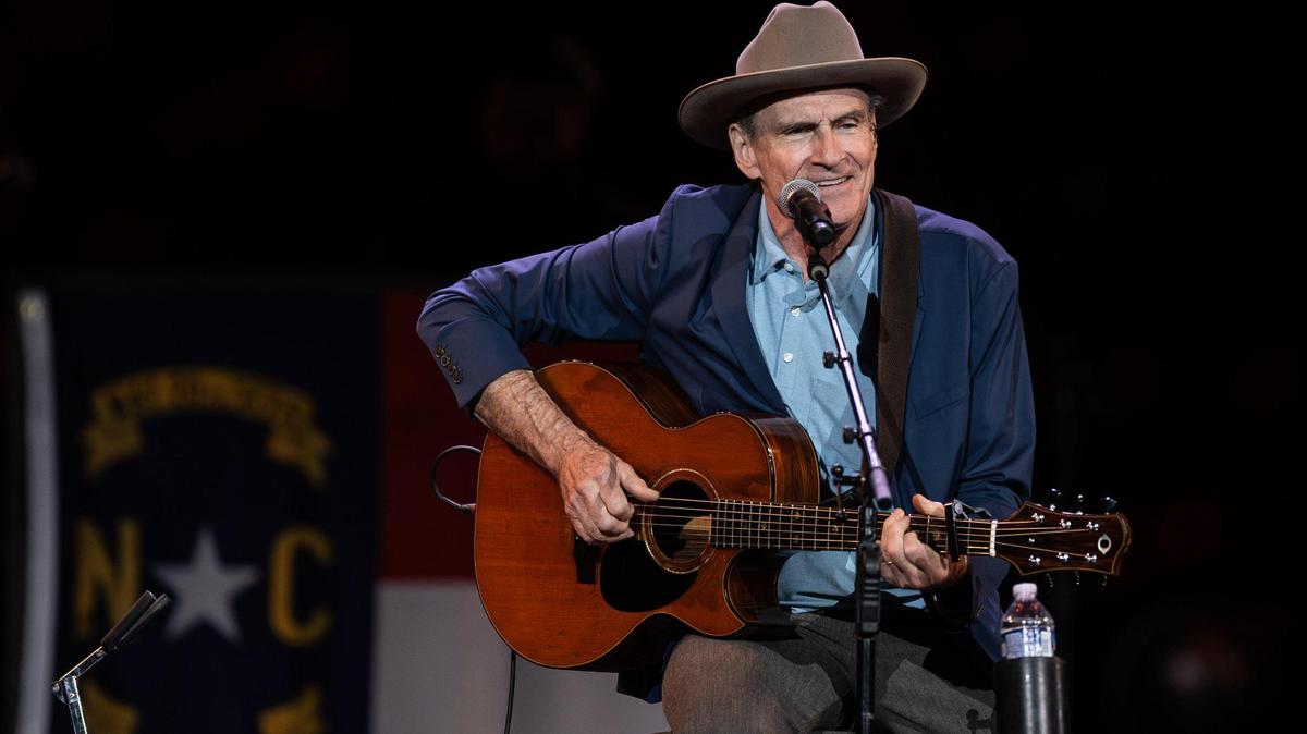 James Taylor performs during Concert for Carolina in Charlotte, N.C. on Saturday, October 26, 2024.