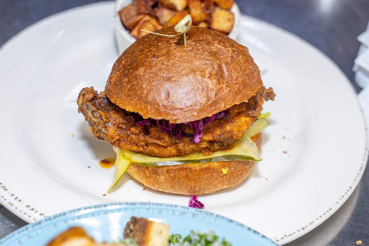Community Matters Cafe’s New Orleans hot chicken sandwich.