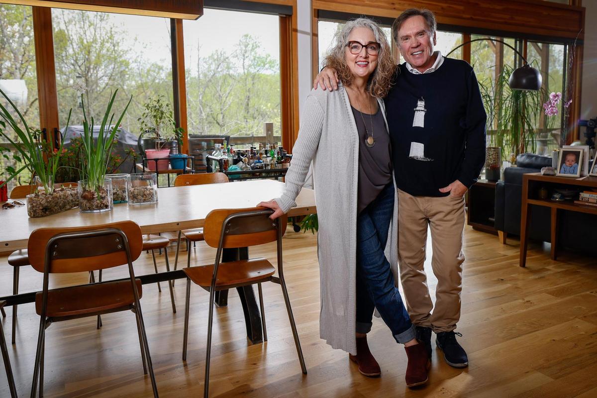 Sheri Lynch and Bob Lacey, photographed at Lynch’s home in Charlotte in April 2022.