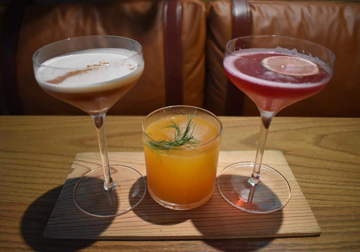 Restaurant Constance has nonalcoholic cocktails including, from left: Running on Empty, Back on 74, Life in Plastic.