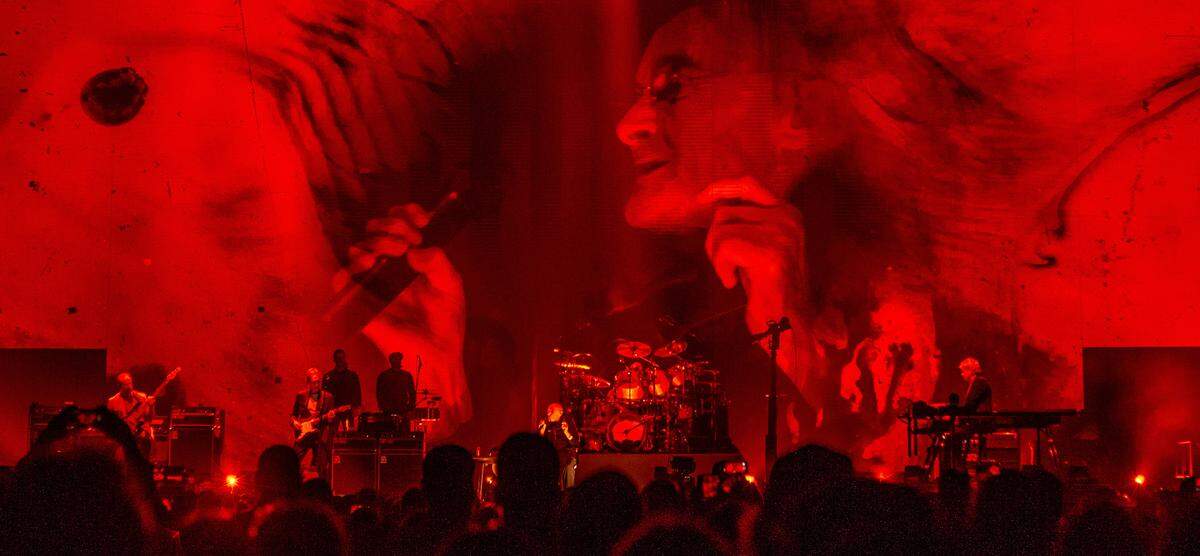 Genesis perform ÒMamaÓ with a dark lit stage for ÒThe Last Domino?Ó Tour to the Spectrum Center in Charlotte, NC on Saturday, November 20, 2021. The band performed in front of a sold out stadium Saturday night.