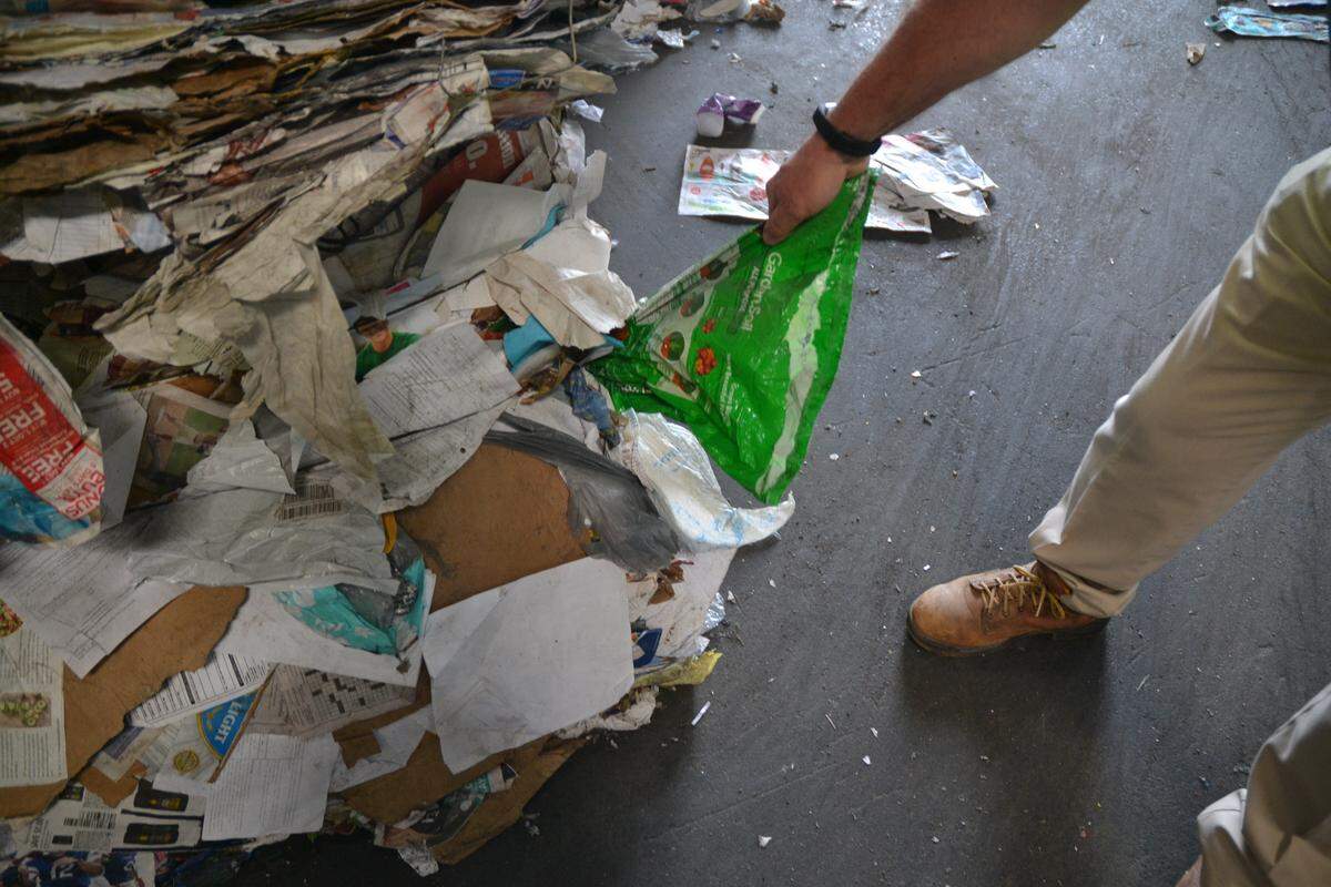 A common problem in bales of paper is plastic bags.