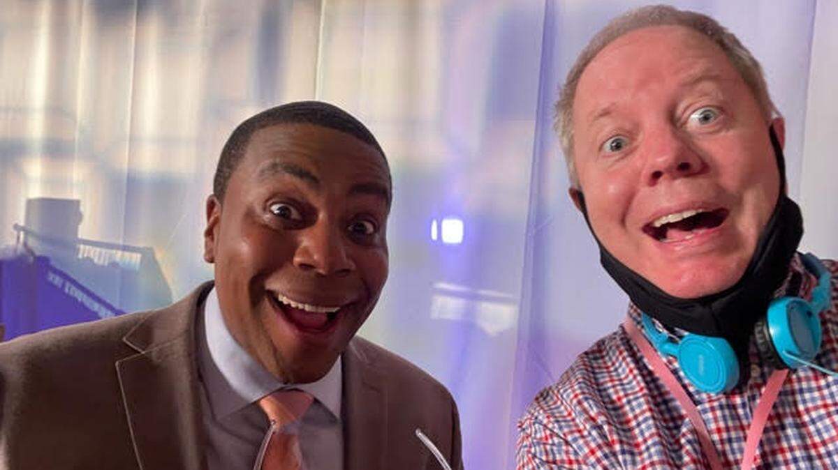 Bryan Tucker (right) is a longtime writer and collaborator for Kenan Thompson (left), the veteran “Saturday Night Live” comedy star. Tucker was the co-writer of the SNL sketch featuring Thompson as LaVar Ball, pumping up his son LaMelo and the Charlotte Hornets, that aired live on Feb. 27, 2021.