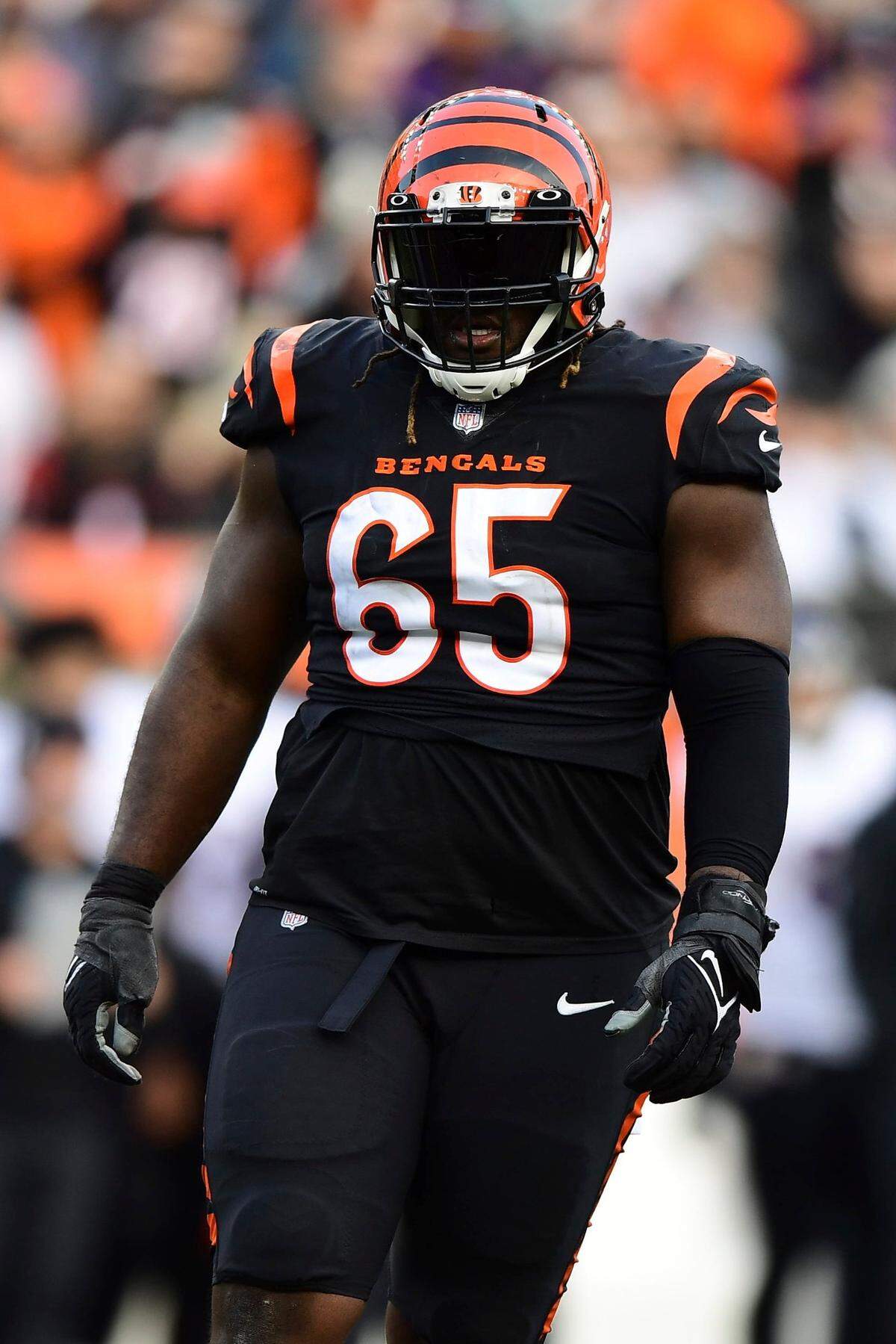 Cincinnati Bengals defensive tackle Larry Ogunjobi (65) is one of three former Charlotte 49ers in this year’s NFL playoffs. Ogunjobi was the first Charlotte player ever selected in the NFL draft.