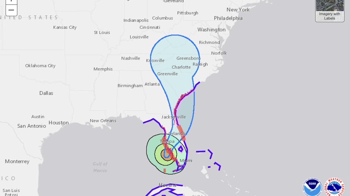 The graphic from the National Hurricane Center shows the potential path of Hurricane Ian.