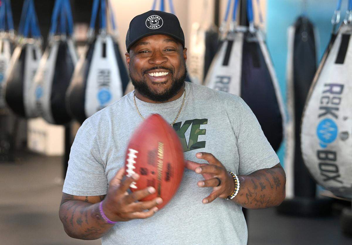 Former Carolina Panthers fullback Mike Tolbert in April.
