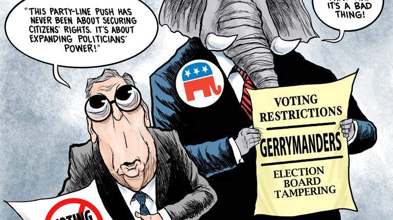 Kevin Siers cartoon: Voting rights and wrongs