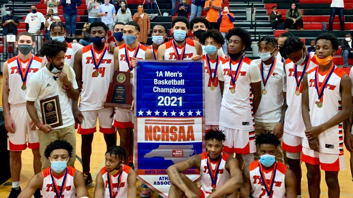 Wilson Prep won the N.C. 1A boys state basketball championship Saturday with a 65-58 defeat of Lincoln Charter on March 6, 2021, in Trinity, N.C.